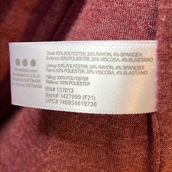 THREE DOTS Heather Tibetan Red Quilted Step Hem Knit Jacket-S - Picture 9 of 10